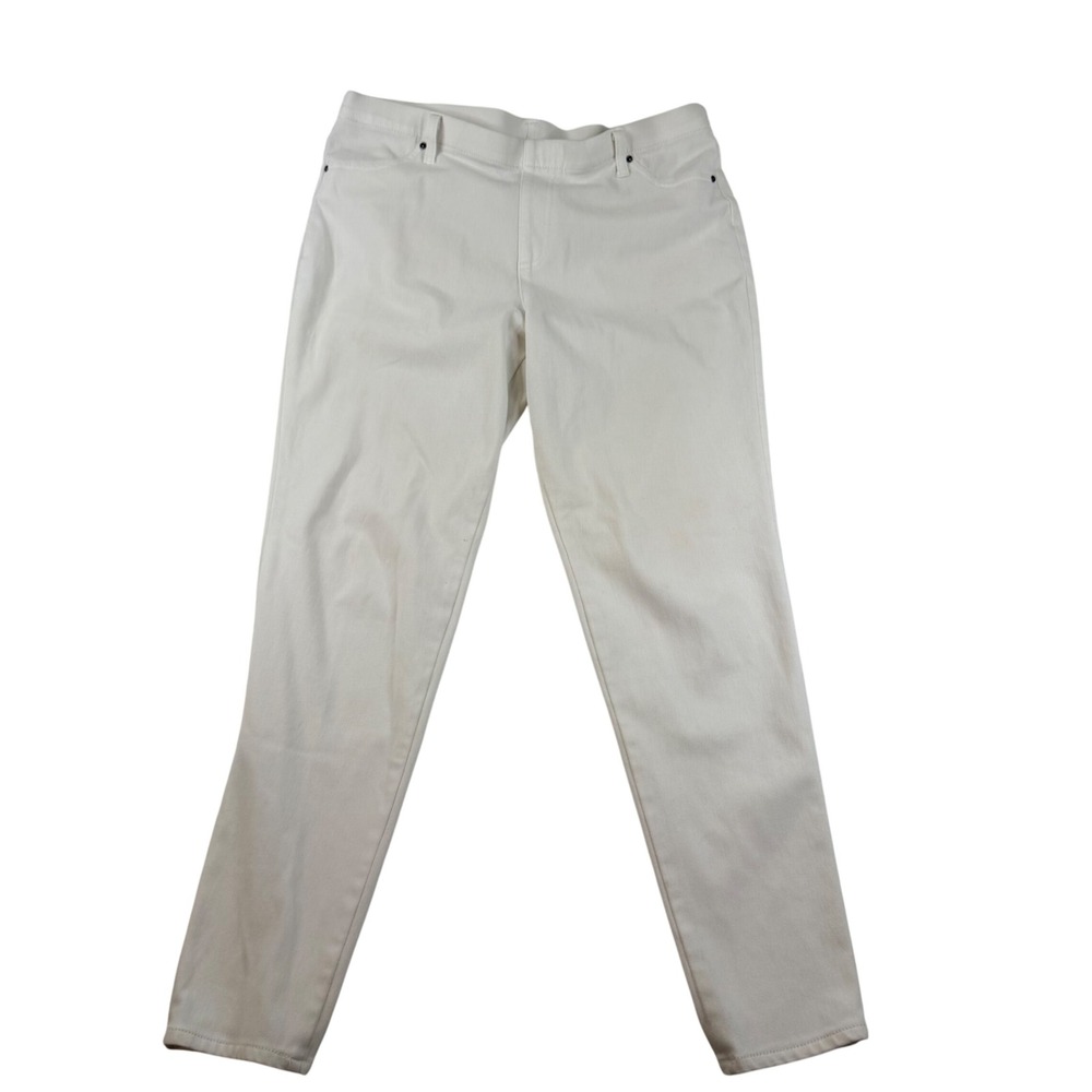 Time and Tru Womens White Denim Leggings High Rise Jeggings XL 16-18 Stretch